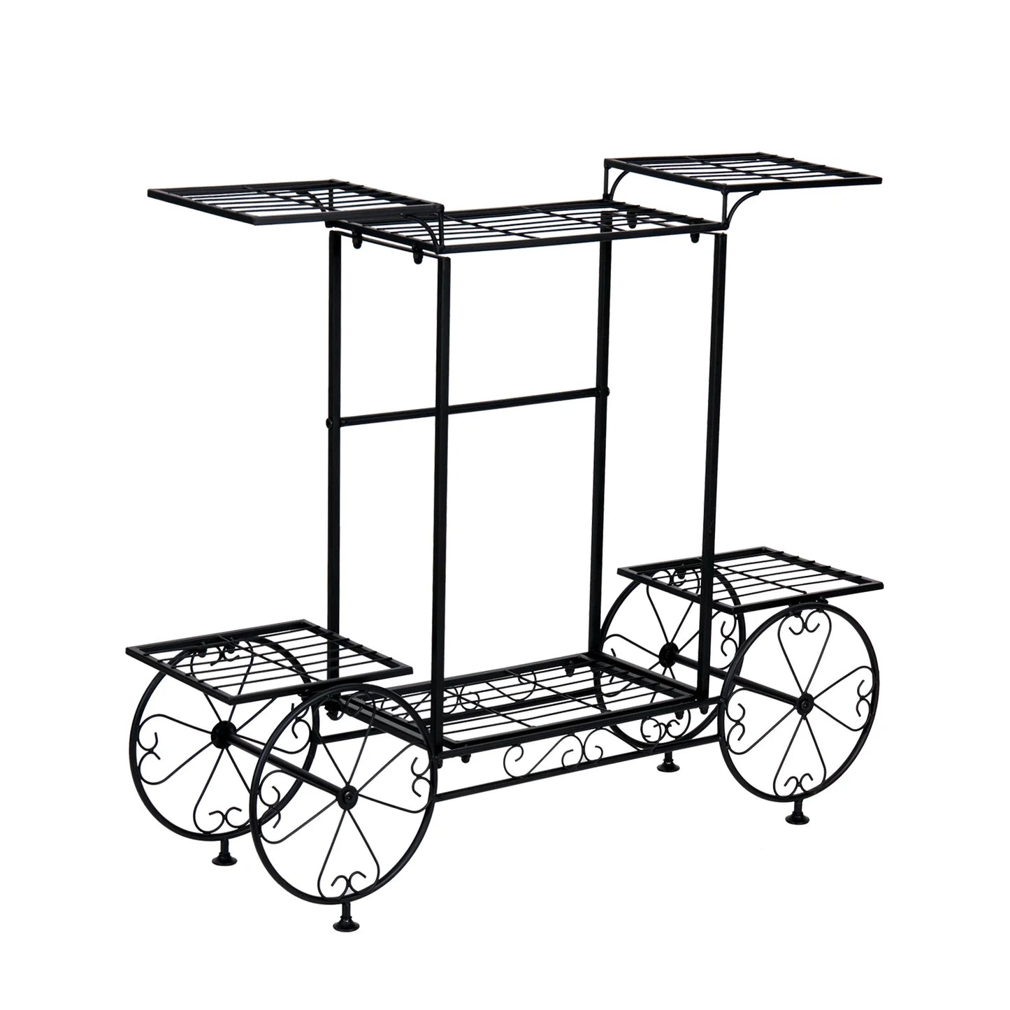 Garden Cart Stand Flower Pot Holder Display Rack Home Plant Stand - Multi-Functional Garden Storage Organizer