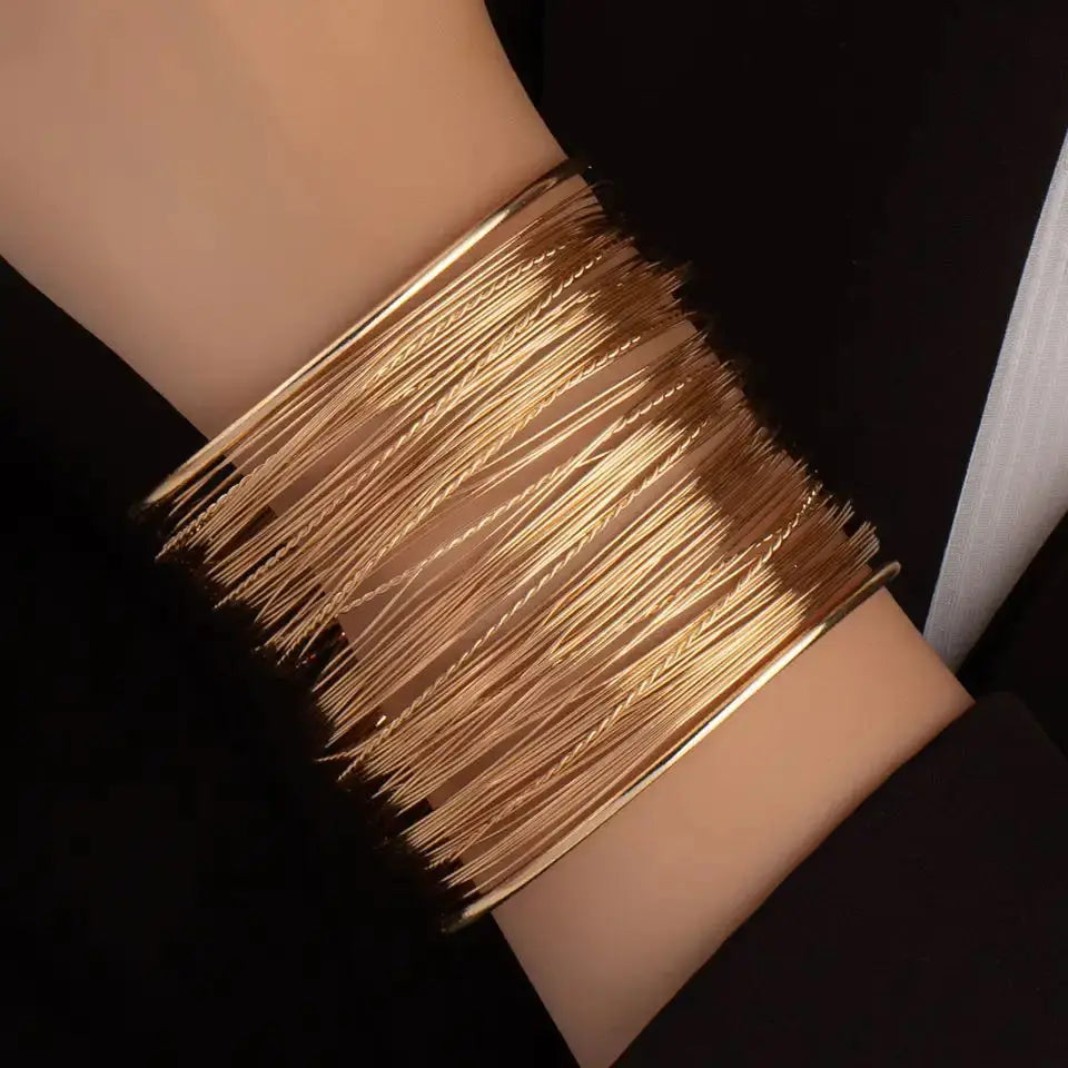 Exaggerated Wire Mesh Open Wide Bracelet Ins Small Fashion Net Red Metal Bracelet Women's Jewelry Charm Bracelets for Women