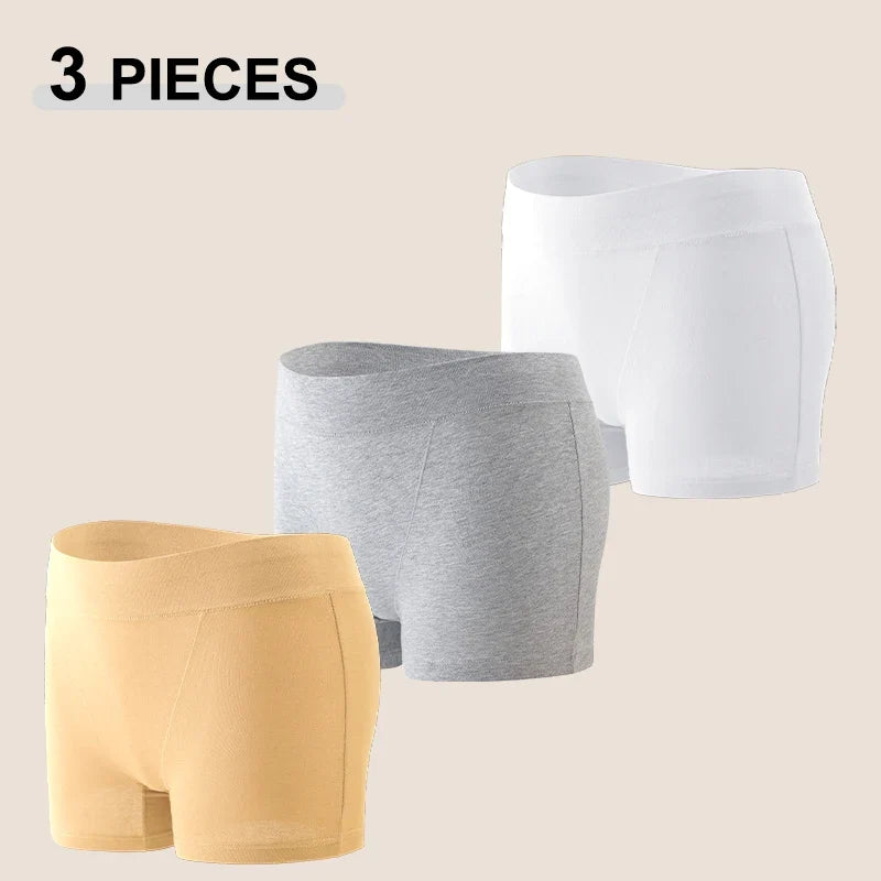 3Pcs/Set Women S-XXL Cotton Sports Boyshorts Panties Seamless High Rise Elastic Boxer Pants Female Comfortable Intimate Lingerie
