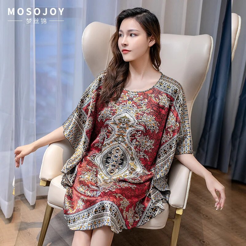 FZSLCYIYI Hot Sale Summer Fashion Lady Robe Chinese Women's Rayon Bath Gown Yukata Nightgown Novelty Print Night Dress