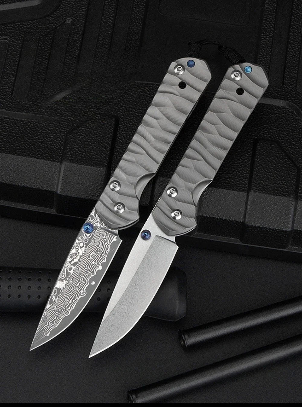 New Style Outdoor Pocket Folding Knife Damascus Steel Blade Titanium Alloy Handle Portable Knives Peeling Tool Jungle Knives