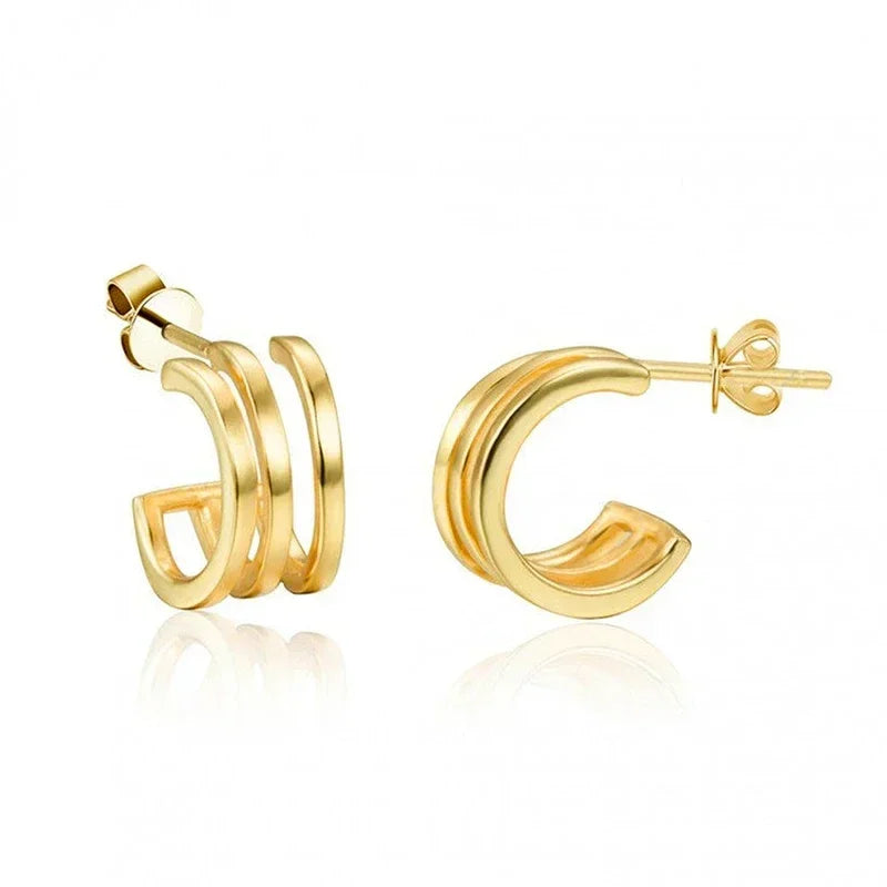 Cartilage 925 Silver Earrings Fashion C-shaped Zircon ear studs European American Geometric Piercing Earrings For Women Jewelry