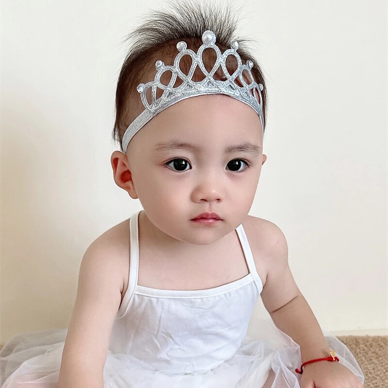 Child Rhinestones Princess Headband Elastic Hair Crown Tiara Accessories Hair Band Accessory Gift