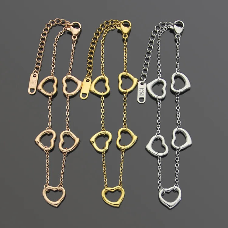 Titanium Steel Jewelry Wholesale Letter 5 Heart shaped Bracelets Women's Foreign Trade Peach Heart Bracelets