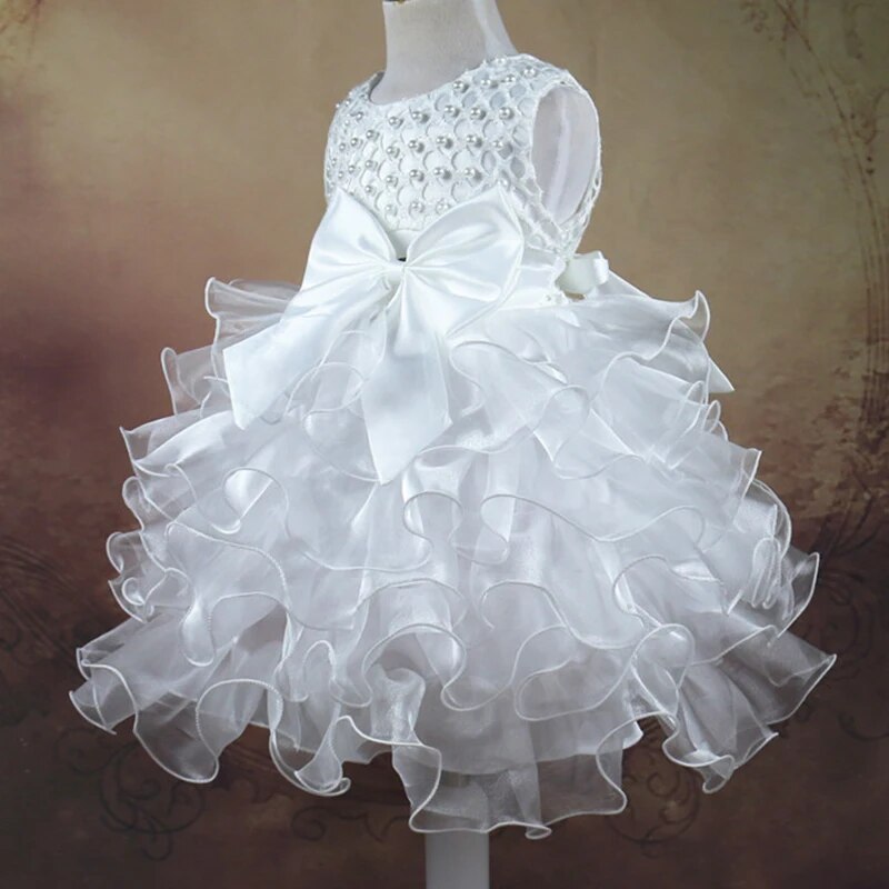 Children's Tutu with Beading Flowers Baby Girl Dress For Wedding Sleeveless Infant Baby Dresses For Toddlers