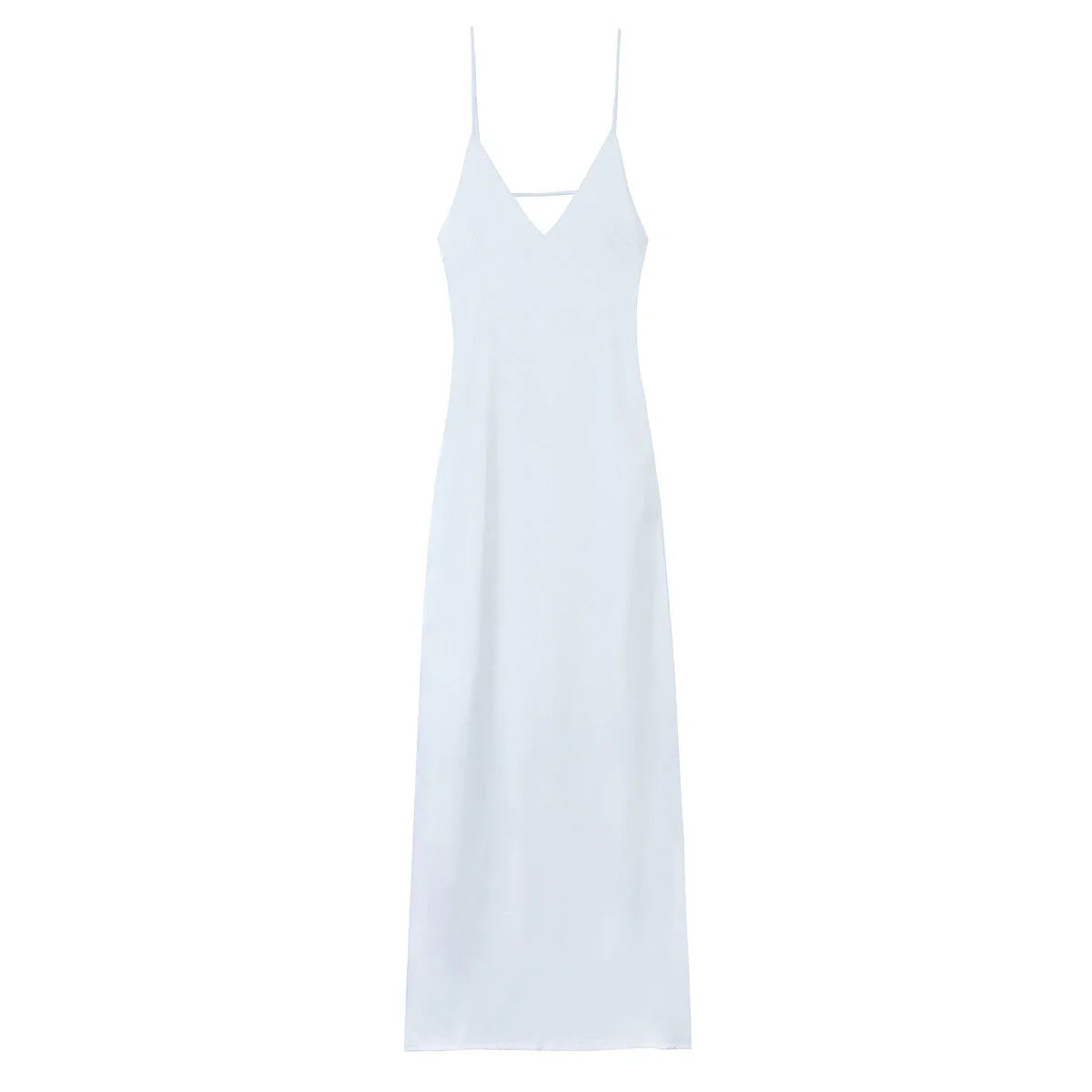 TRAFZA Women Summer Yellow Stain V Neck Sling Dress Elegant Sleeveless Loose Maxi Robes 2025 New Ladies Party Holiday Dresses