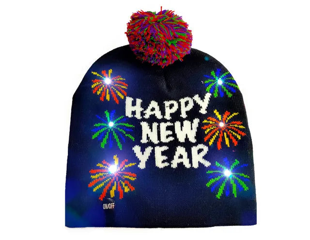 LED Christmas Hat Creative Flashing Led Light Knitted Hat Snowman Winter Warm Color Knitted Cap Christmas Gift