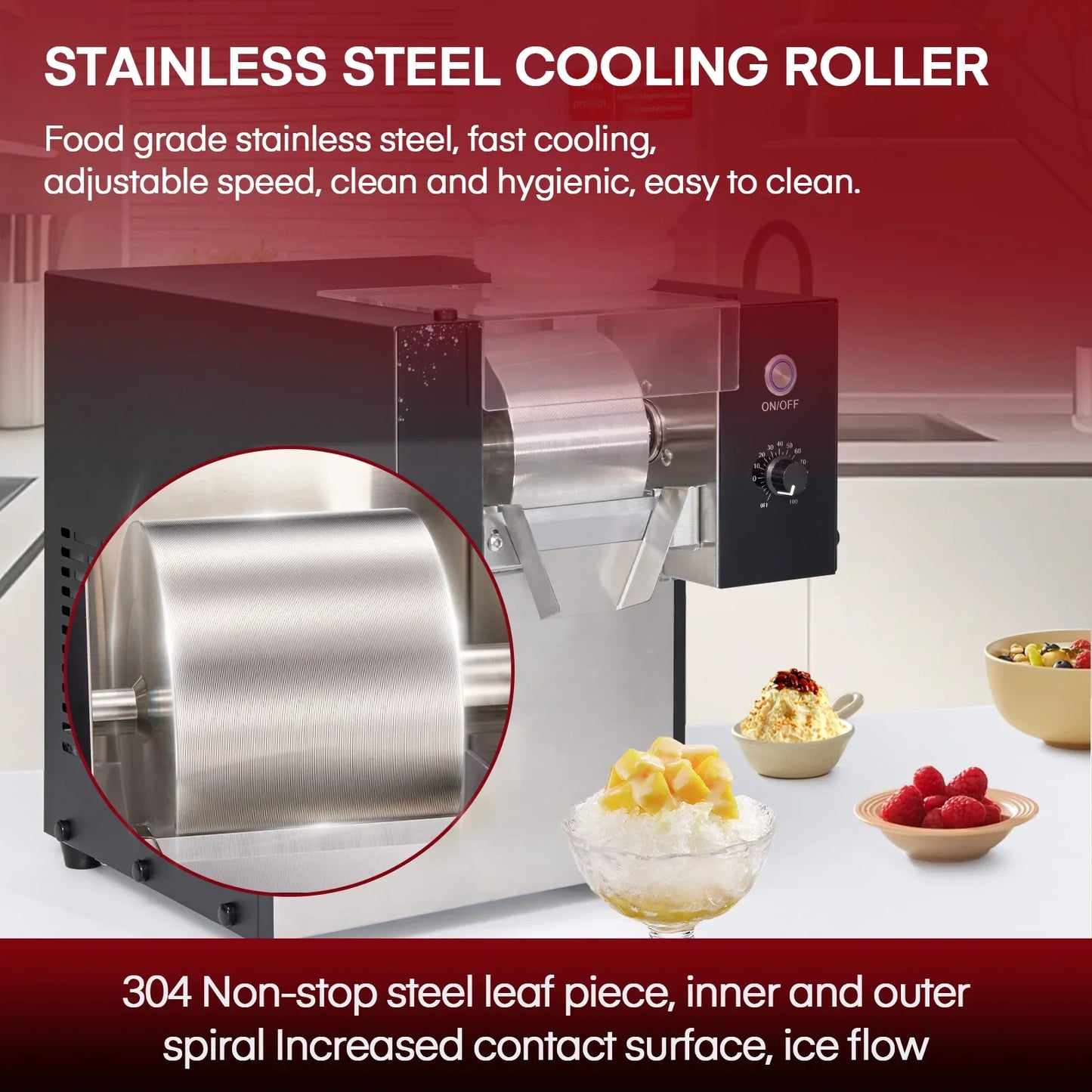 Slushie Machine, Commercial Snowflake Ice Machine, 176 LBS/24H Shaved Ice Machine, Snow Cone Machinefor Restaurant Supermarket Snack Bar Cafe, Silver | Shaved Ice Machine with Rapid Yiel, Snow Cone Machine Ideal Supermarket,