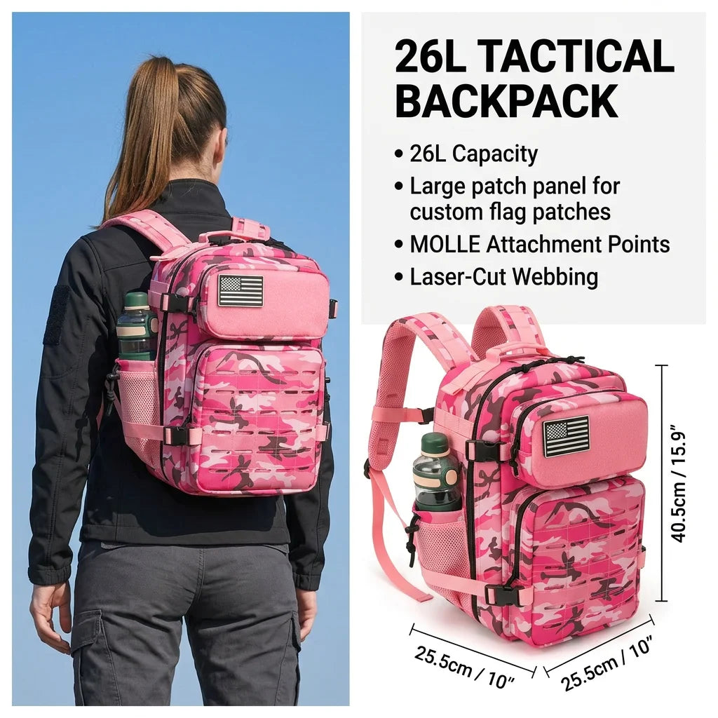 26L Tactical Backpack Molle Outdoor Survival Fitness Hiking Rucksack