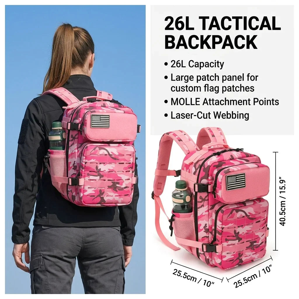 26L Tactical Backpack Molle Outdoor Survival Fitness Hiking Rucksack