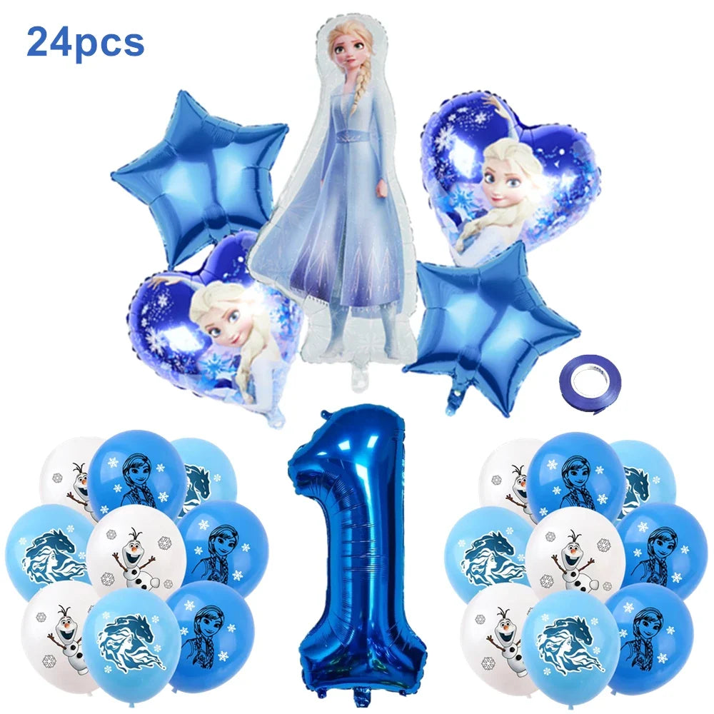 Frozen Anna Elsa Princess Birthday Party Decorations Balloon Disposable Tableware Party Supplies