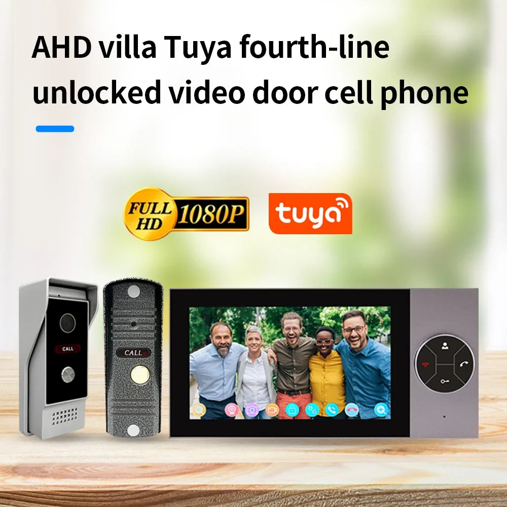 Wifi Wired Smart Home Video Door Intercom System 7" Color Screen Monitor AHD 1080P Doorbell Tuya App Remote Unlock