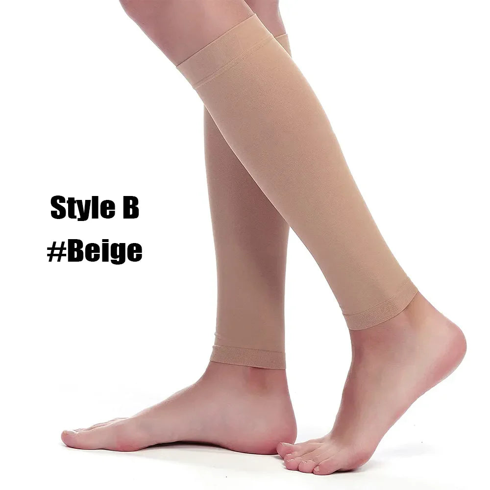 1Pair Sports Calf Compression Socks 20-30 MmHg Knee High Support Stockings Open Toe for Pregnancy, Varicose Veins, Running