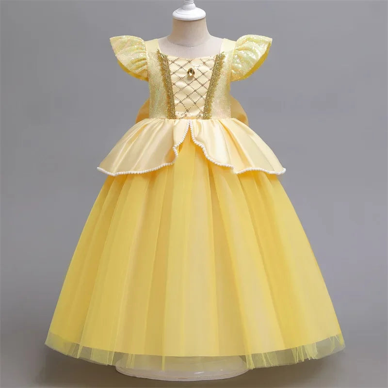 Cinderella Belle Costume for Girls Halloween Disguise Cosplay Rapunzel Princess Dress Baby Christmas Birthday Party Kids Clothes
