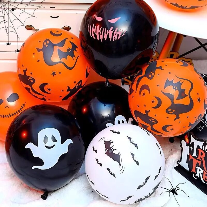10-50pcs Halloween Balloons Large Latex Balloon Black Orange Pumpkin Spider Inflatable Balls Toys Globos Halloween Party Decor