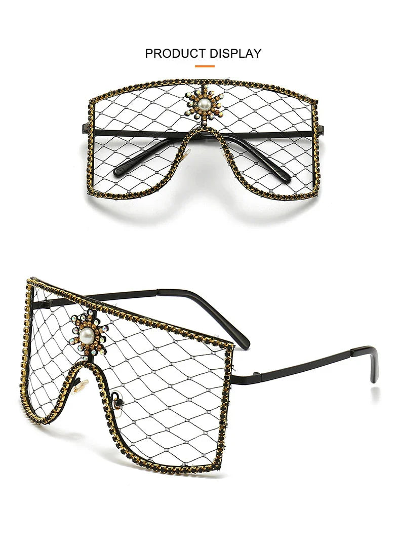 Luxury Diamonds Steampunk Sun Glasses Women Men Oversized Rhinestone Spectacles DIY Trends Personality Eyewear De Sol Oculos