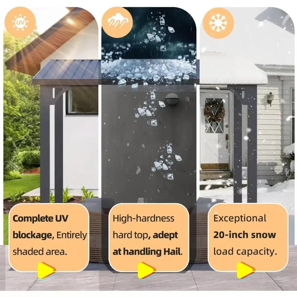 Heavy Duty Lean to Metal Pergolas and Gazebos Clearance, Wall-Mounted Grill Gazebo, 10' x 10' Hardtop Gazebo Outdoor Pergola