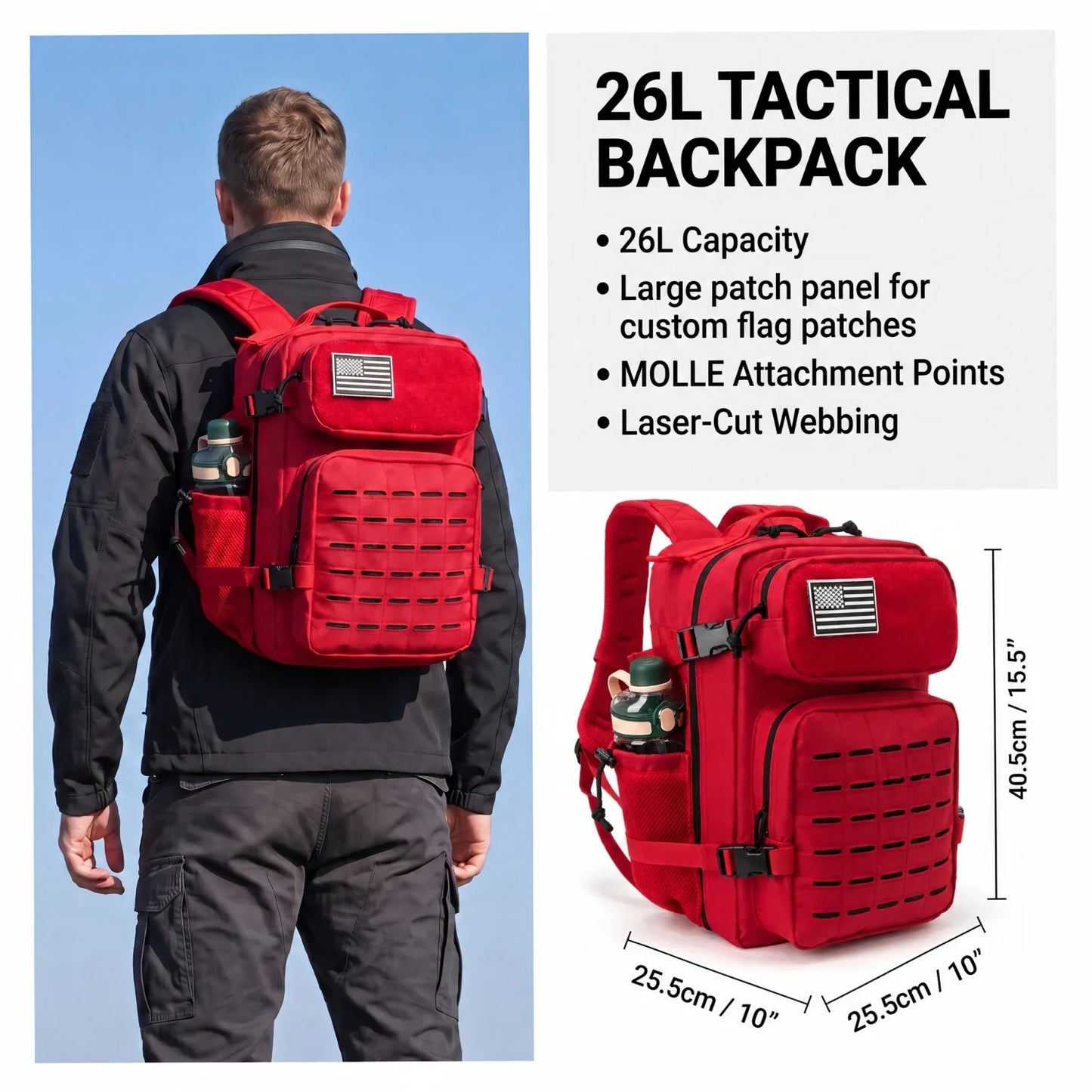 26L Tactical Backpack Molle Outdoor Survival Fitness Hiking Rucksack