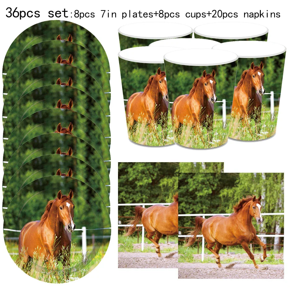 Horse Pony Disposable Party Supplies Plates Cups Napkins Cake