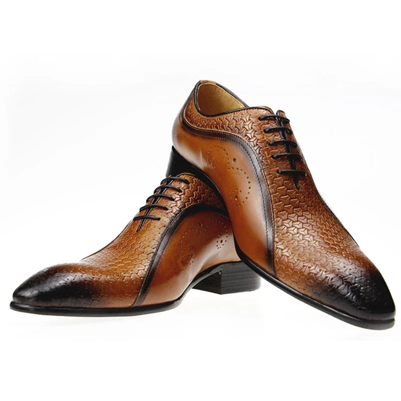 High Quality Formal Genuine Leather Shoes Men's Evening Wedding Comfortable Footwear Side Carving Shoes Black Brown Brogue