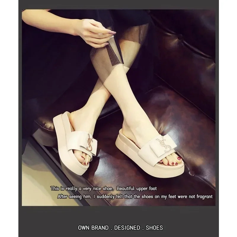 Slippers Summer Shoes Women Platform Design Slides Fashion Letters Ladies Shoes Casual Slipper Outside Non-slip Slippers Sandals