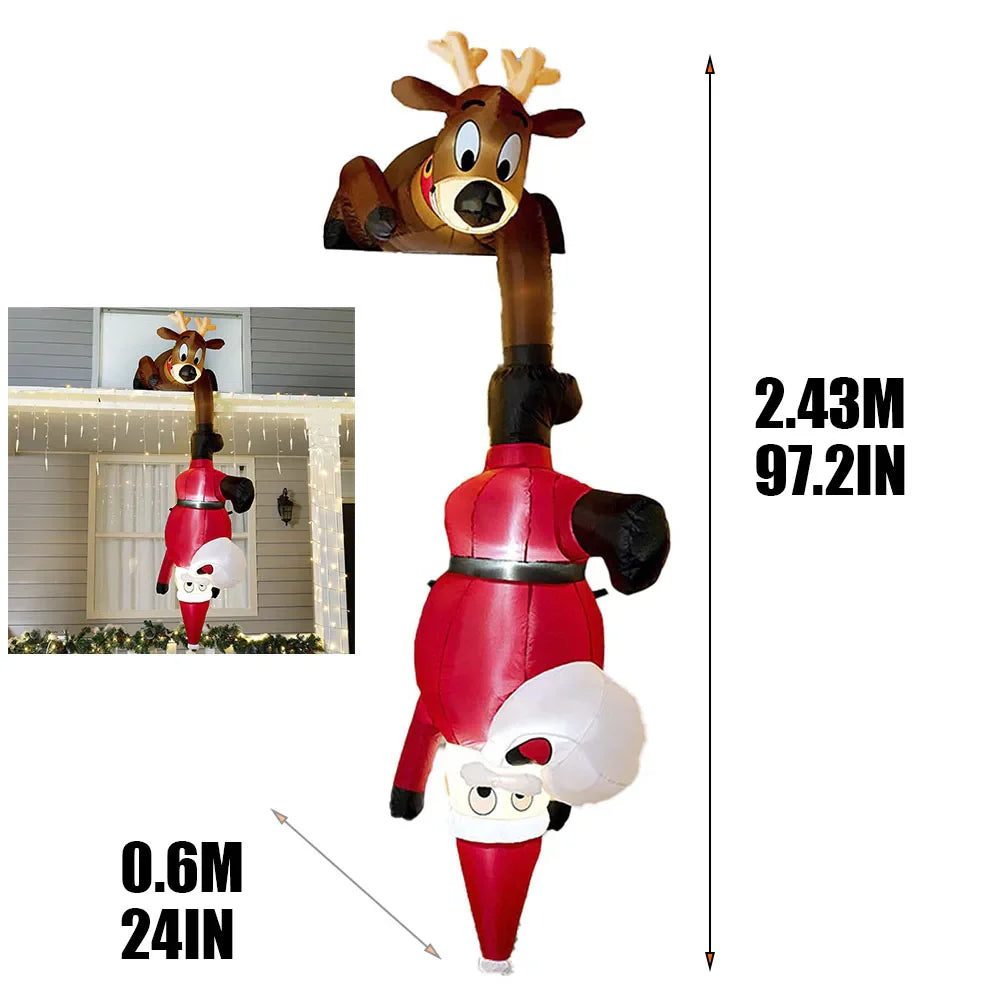 8FT Christmas Inflatables Climbing Santa Outdoor Decorations Christmas Inflatable Decorations with LED for Blow Up Yard Xmas
