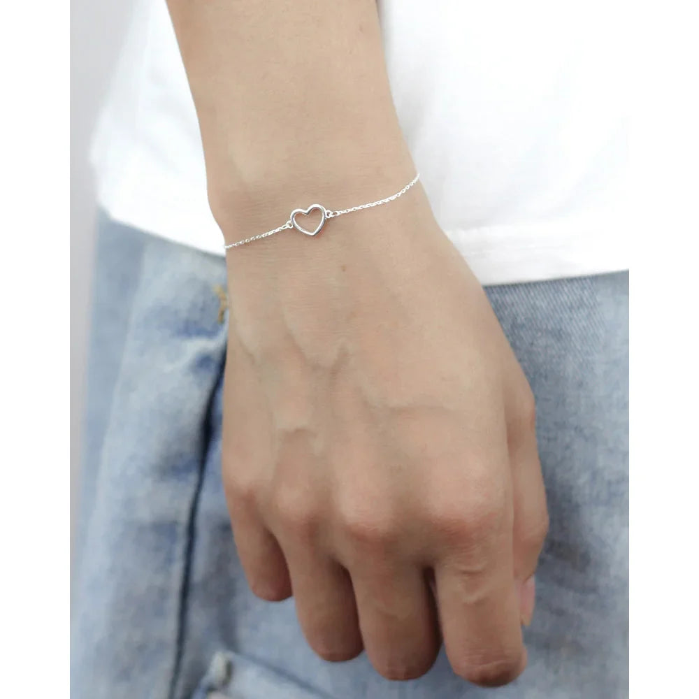 Trusta 100% 925 Sterling Silver Fashion Women's Jewelry Hollow Heart Bracelet 15.5cm For Gift Girl Lady Drop Shipping DS568