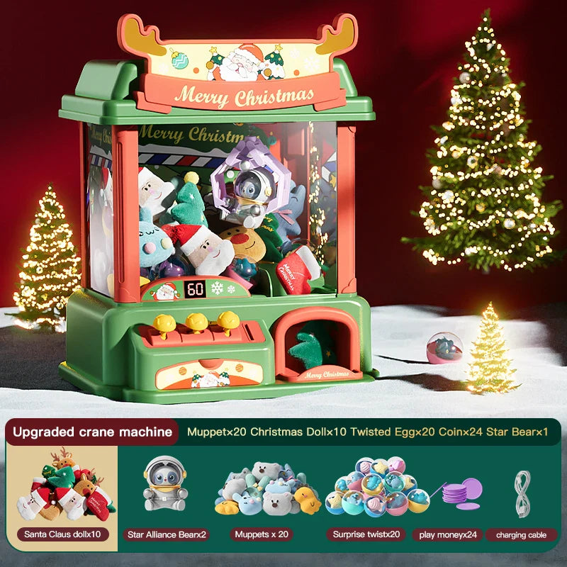 New Christmas Theme Doll Machine Coin Operated Play Game Claw Catch Toy Machines Dolls Children Interactive Toys Christmas Gifts