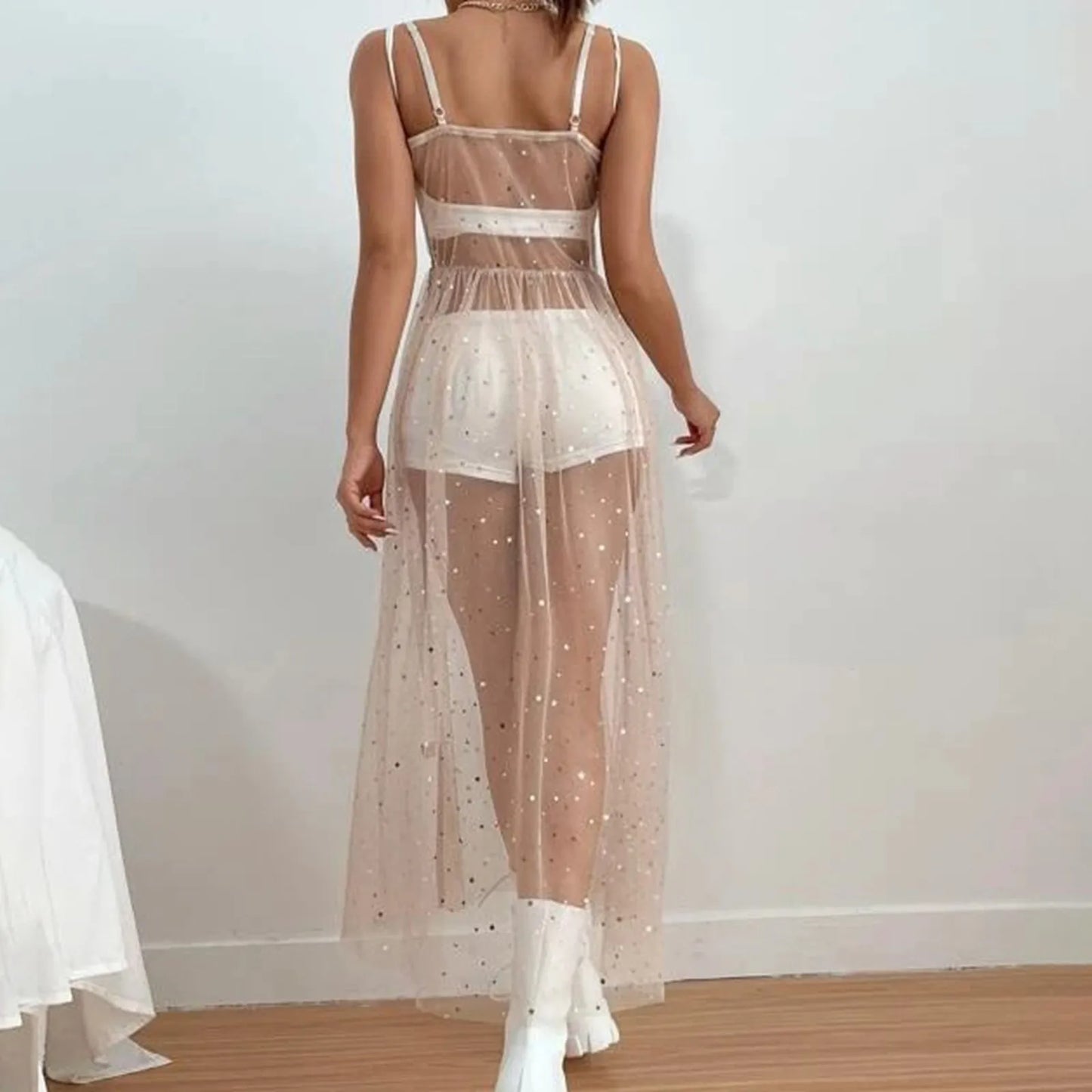 Women'S Mesh Transparent Summer Dress Sleeveless Beach Dresses Bikini Cover Up Lightweight Beach Poncho Holiday Beachwear