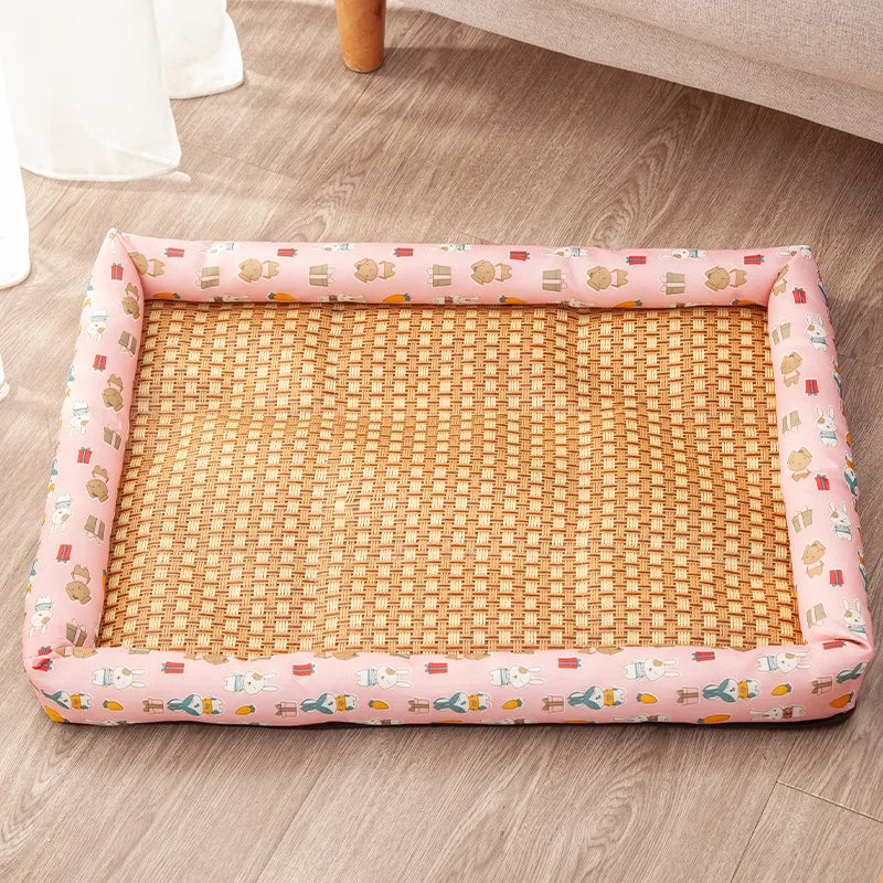Pet Summer Mat Cute Dog Cooling Sofa Breathable Small Dog Bed Cushion Moistureproof Rattan Wear Cat Mat Accessories