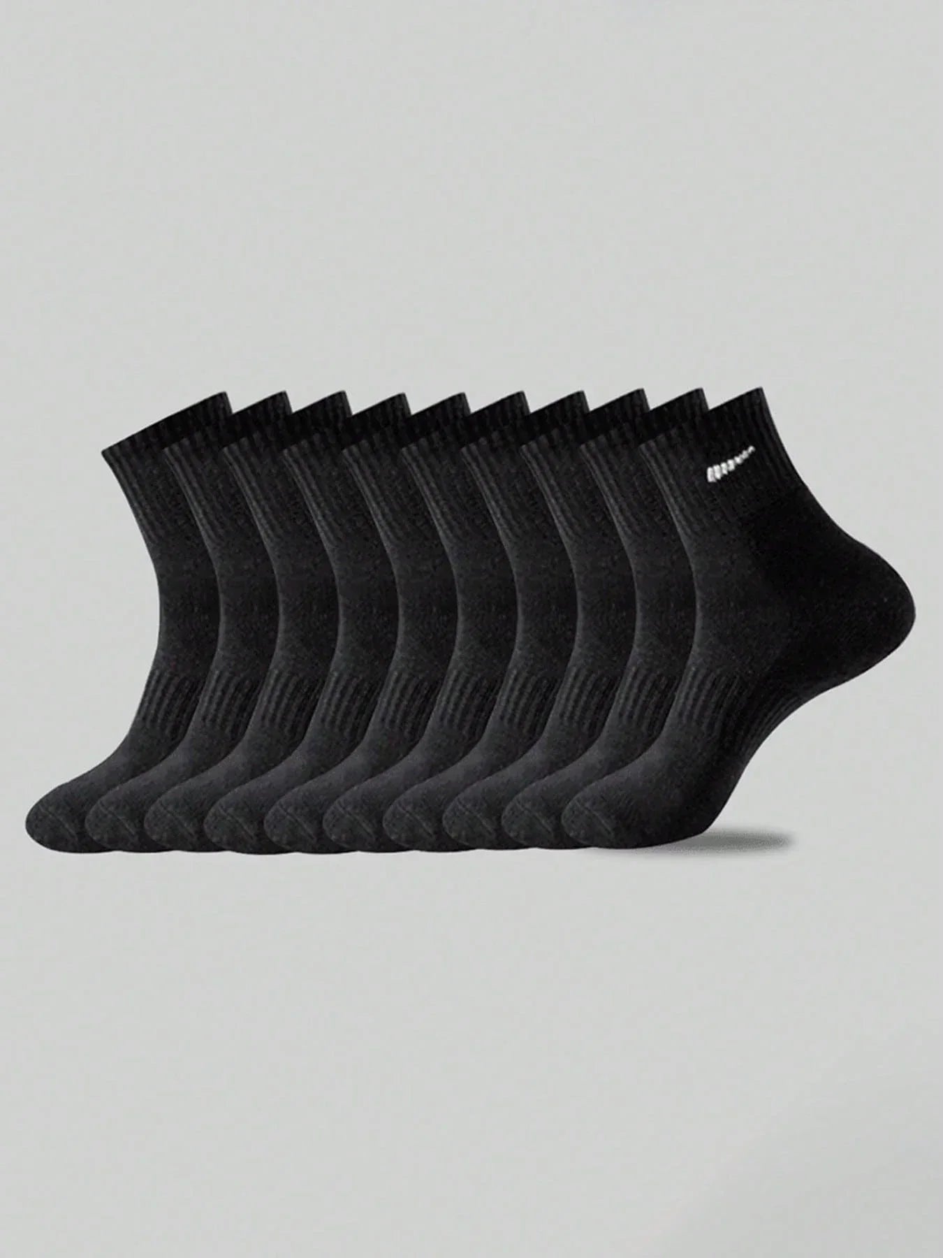 10-Pair Black Sock Pack - Extra-Soft, Comfortable Casual-Style Socks Crafted From Premium Breathable Cotton, Perfect For Everyd
