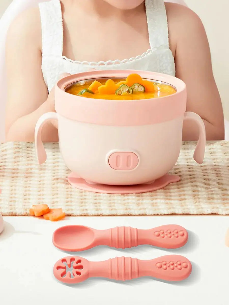 Baby Silicone Grinding Training Spoon Baby Feeding Complementary Food Rice Paste Double Headed Soft Spoon Sticky Licking Rod
