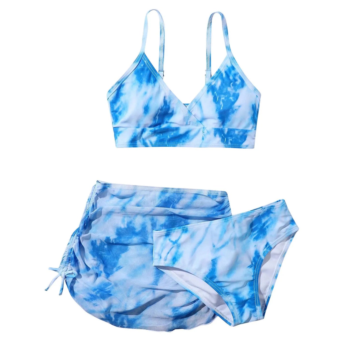 Girls 3pack Tie Dye Print Bikini Sets Kids Swimsuit & skirts 7-14 Years Children's Swimwear 2024 Teens Child Girl Bathing Suit