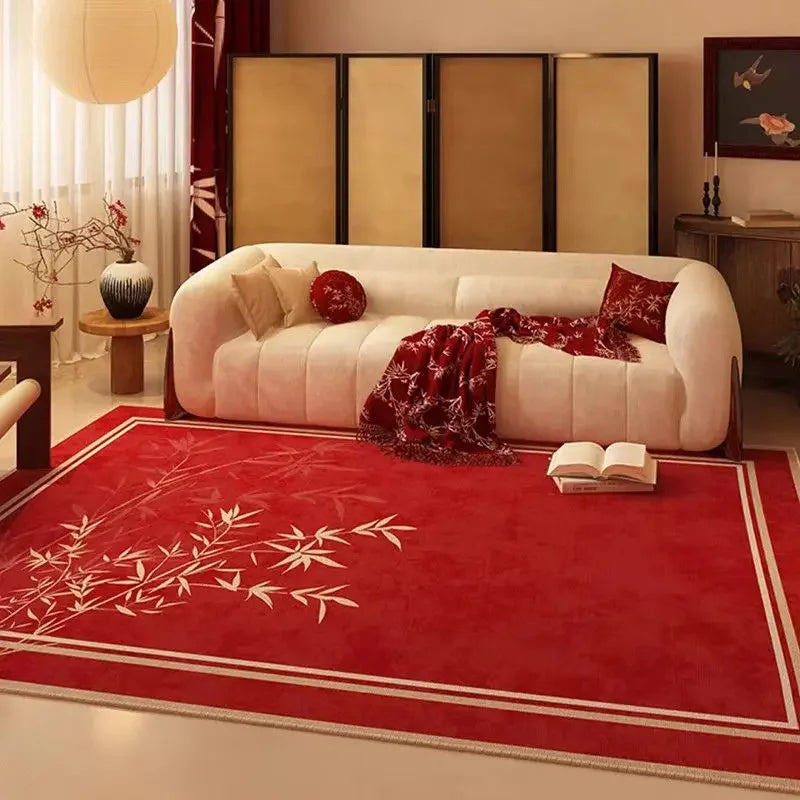 Red Simple Luxury Carpet for Living Room Chinese Style Decoration Home Bedroom Carpets Area Rug Non-slip Dining Room Mat Bedside