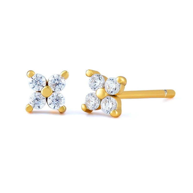 925 Sterling Silver Needle Small Geometry Triangle Crystal Stud Earring for Woman Lovers' Couples Bling Simple Piercing Earrings
