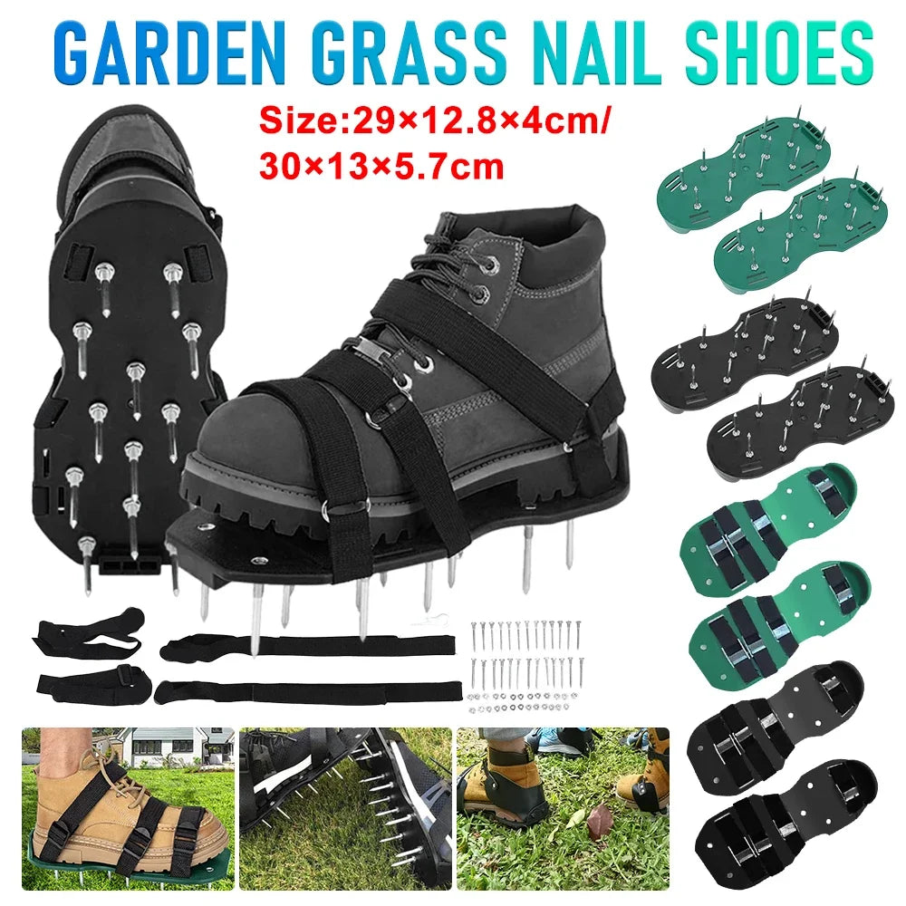 Lawn Aerator Spikes Shoes Grass Cultivator Shoes Spikes Nail Aerators Yard Garden Tool Soil Scarifiers Shoes Grass Cultivator