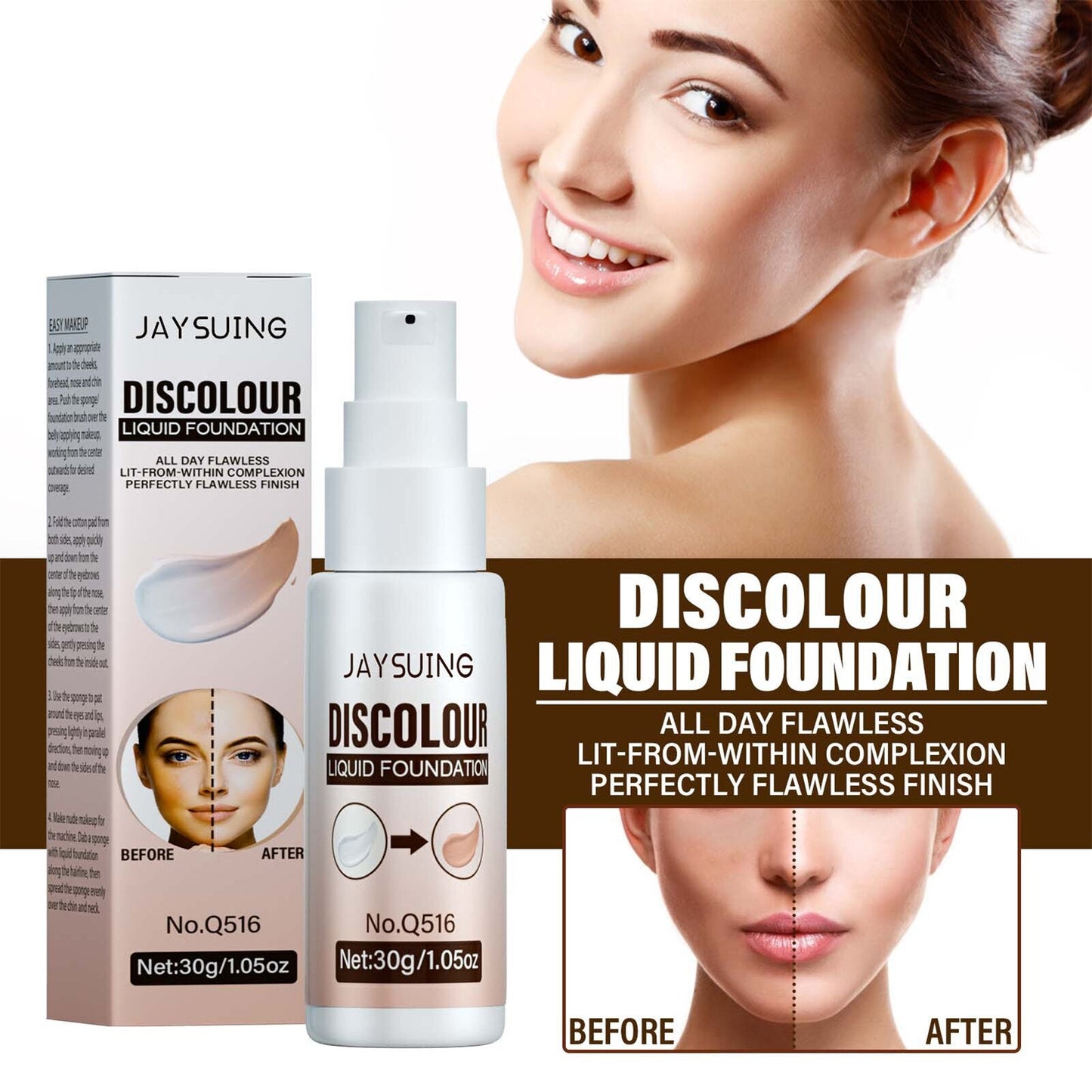 Liquid Foundation For Women Moisturizing BB Cream Makeup Cosmetic With Color-Matching Formula Infallible Concealer Liquid Cream