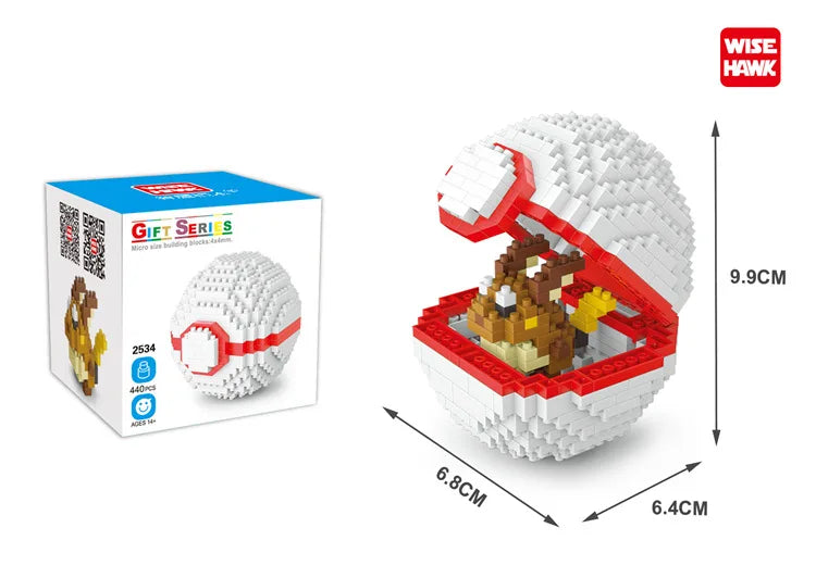 Poke Ball Micro Building Blocks Pikachu Eevee Charmander Psyduck Magikarp Lapras DIY Pokemon Mini Brick Figures Toys For Kids