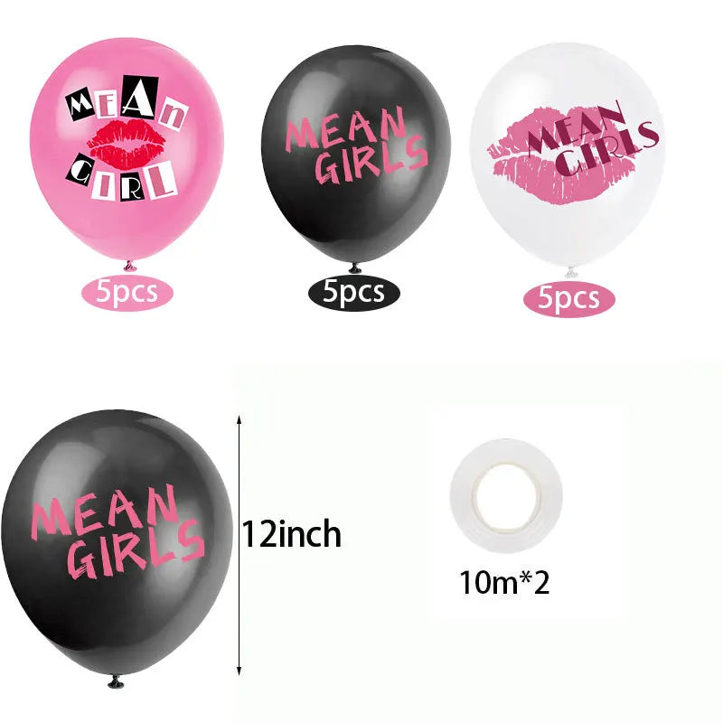 Disney Cartoon Mean Girl Pink Party Supplies Balloon Cake Topper Banner