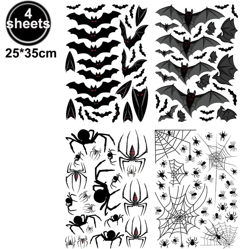 Halloween Decorations Window Clings Halloween Window Stickers Bat Skull Skeleton Stickers Halloween Window Decor for Glass Wall