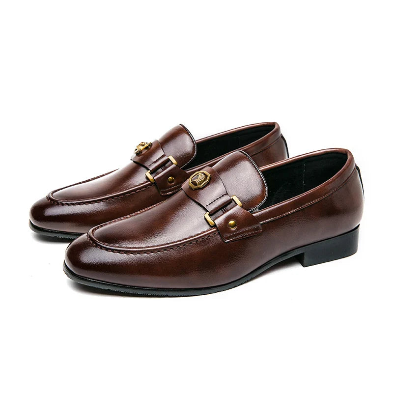 New Black Loafers, Men Slip-On Round Toe Fashion Dress Shoes, for Men Size 38-47.