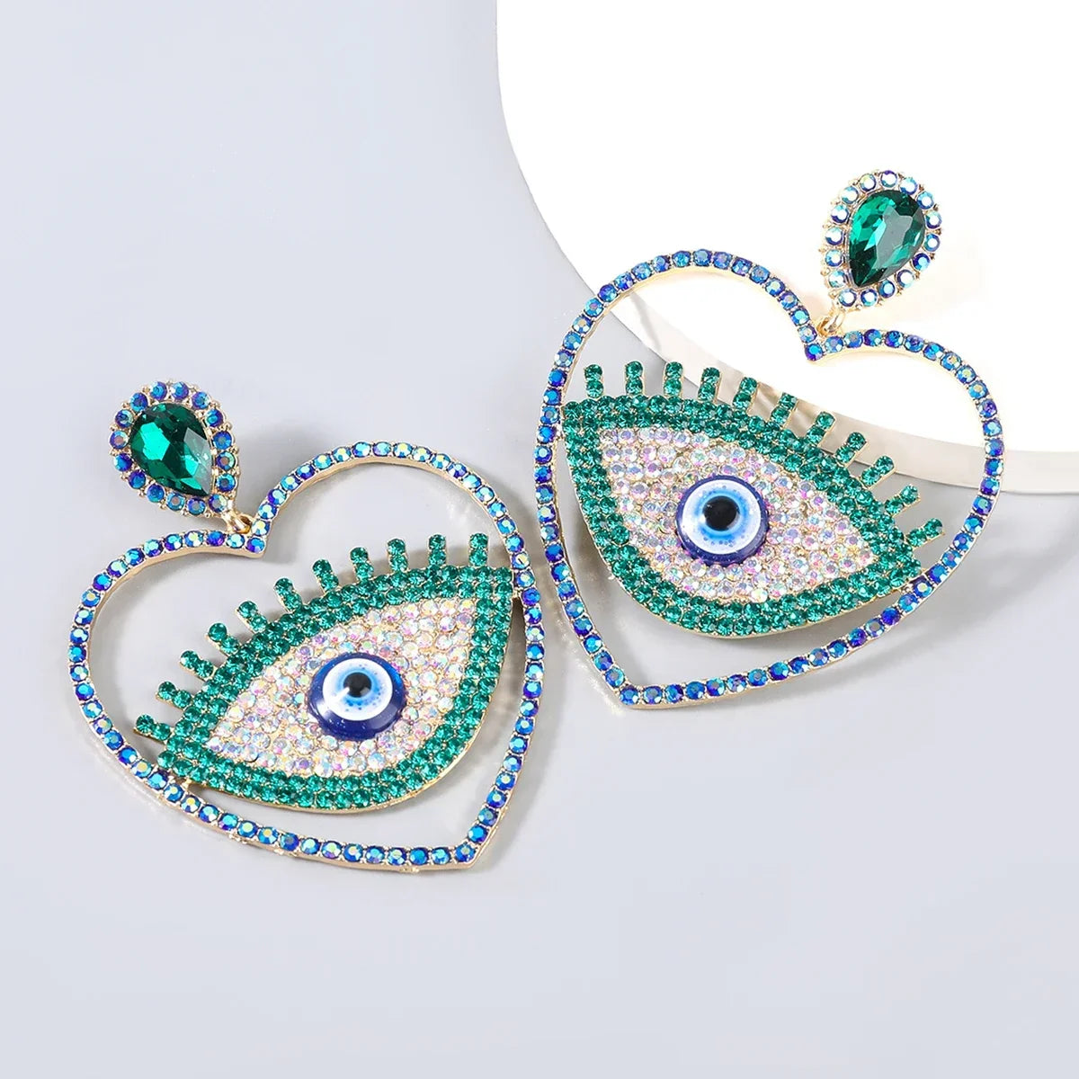 New Fashion women's Color Matching Big Rhinestone Love Heart-shaped Star Drop Earrings women's Jewelry Temperament Accessories