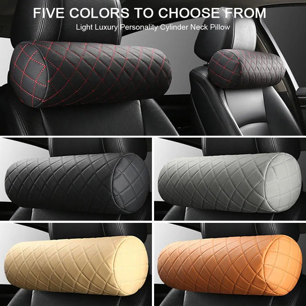 Luxury Car Seats Neck Pillow Leather Memory Soft Breathable Comfortable Relax Neck Support Car Office Chair Headrest Protector