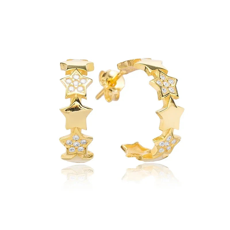 Cartilage 925 Silver Earrings Fashion C-shaped Zircon ear studs European American Geometric Piercing Earrings For Women Jewelry
