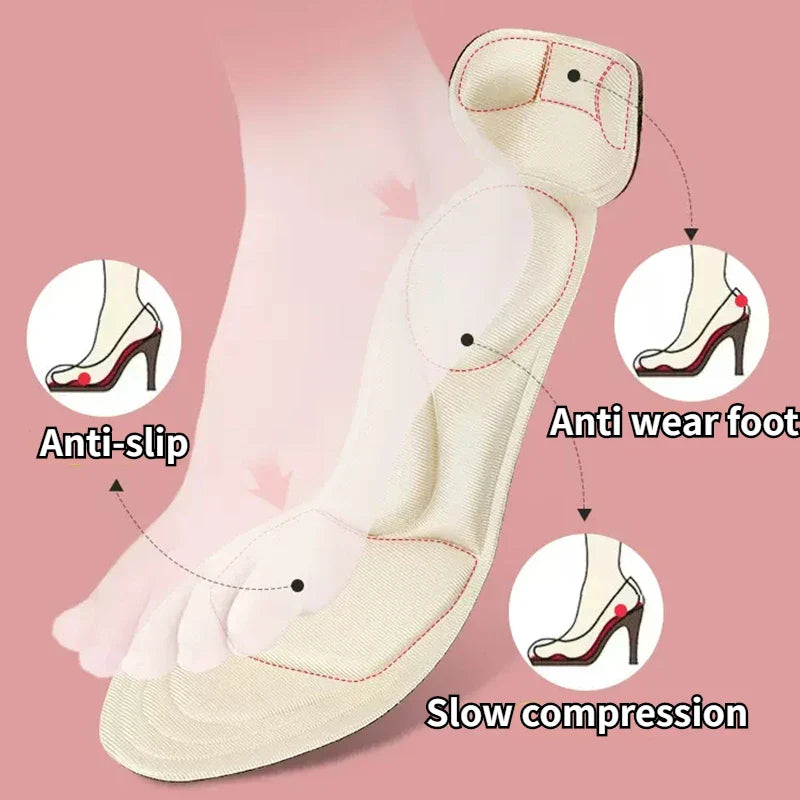 2pcs Women High-heel Shoes Insoles Inserts Heel Post Back Shoes Insoles Breathable Anti-slip Sponge Foot Care Massage Shoe Pads