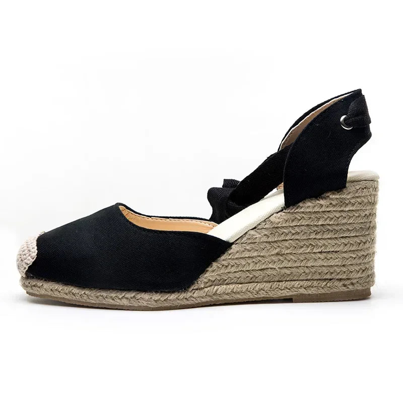 2025 Spring Hemp Rope Wedge with Light Bottom Strap Ladies Sandals Summer High Heel Platform Women Shoes Plus Size 40 41 42