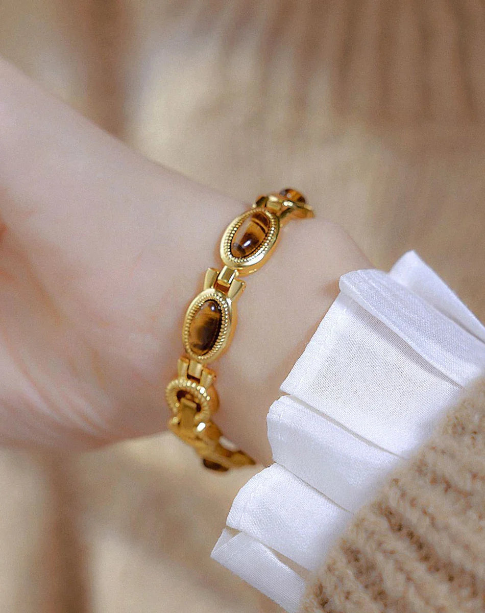Luxury Golden Vintage Watch Women Elegant Amber Jewelry Quartz Wristwatch New In Women's Watches Fashion Bracelet Gold Watch