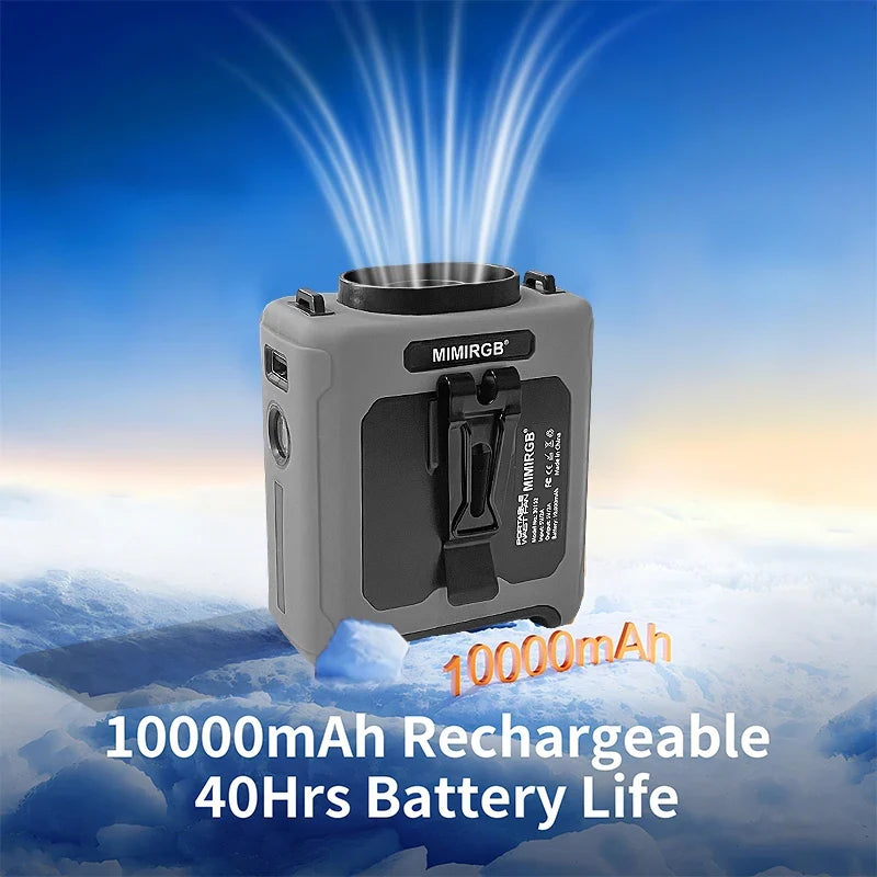 10000mah Portable Neck Fan Cooling Rechargeable Hands-Free Waist Clip