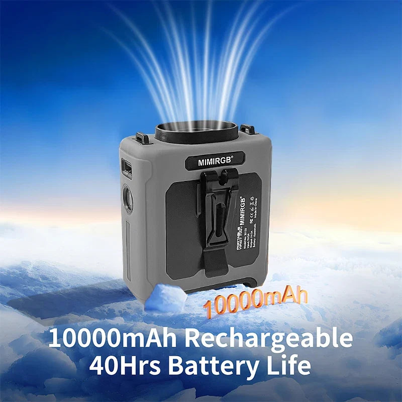 10000mah Portable Neck Fan Cooling Rechargeable Hands-Free Waist Clip