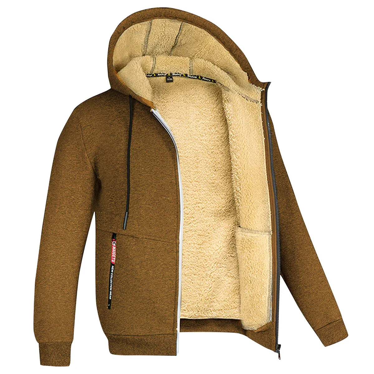 Men's Jacket Winter Camouflage Fleece Thicken Hooded Jackets, Casual Zip Up Hoodies Streetwear Coats.